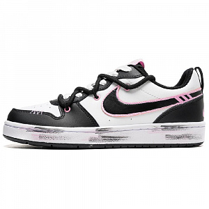 Nike Court Borough Street Black Pink Angel Anti-Slip Wear-Resistant Low-Top Skateboard Shoes Women's Black White Pink