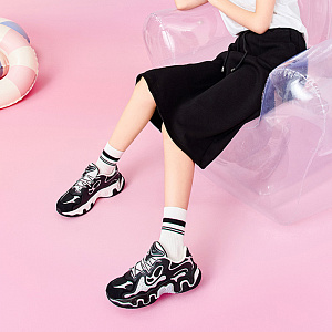 Anta Anti-Slip Wear-Resistant Low-Top Chunky Sneakers Women's Black Silver 1 2620148