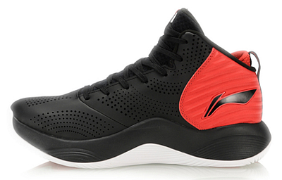 LiNing Magic Cloud Coverage Support High-Top Basketball Shoes Men's Black Red Fleece-Lined