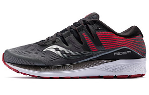 Saucony Ride ISO Cushioned Slip Resistant Abrasion Resistant Low Top Running Shoes Men's Black Red
