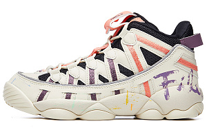 FILA FUSION Spaghetti High Top Vintage Basketball Shoes Women's White Purple Orange