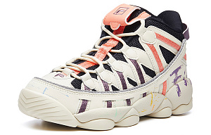 FILA FUSION Spaghetti High Top Vintage Basketball Shoes Women's White Purple Orange 1 2622211