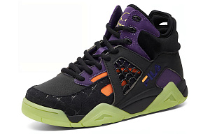 FILA FUSION Cage Mid Top Vintage Basketball Shoes Women's Black Purple 1 2622629