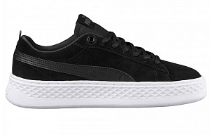 PUMA Smash Platform Suede Casual Board Shoes Black/White Women's 1 2623809