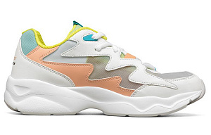 Skechers D'LITES AIRY Low Top Chunky Sneakers Women's White Orange Green 1 2623896