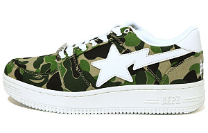 A BATHING APE STA Low Stylish Skateboarding Shoes Women's Green Camouflage