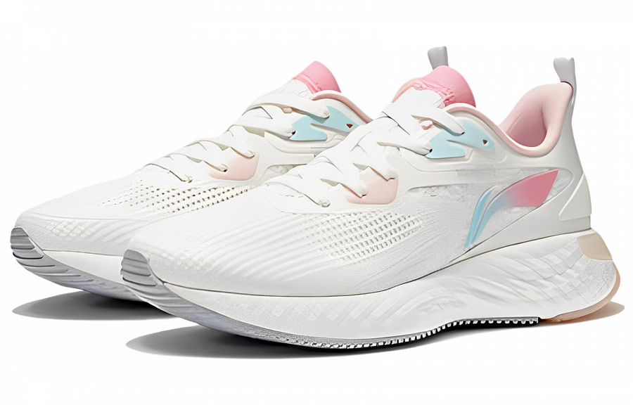 LiNing Cushioning Anti-Slip And Wear-Resistant Low-Top Running Shoes Women's White Pink Blue купить в интернет-магазине Yoocart с быстрой доставкой по России.