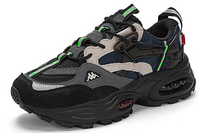 Kappa Anti Slip Wear Resistant Low Top Chunky Sneakers Unisex Black Contour Gray Silverware Gray 1 2631278