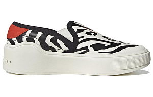 Adidas By Stella McCartney Court Slip On Shoes 'Off White Black Burnt Cayenne' Women's 1 2633392