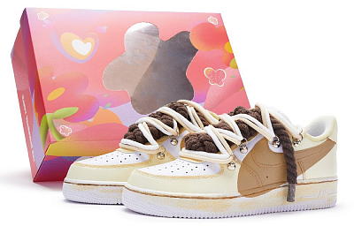 Nike Air Force 1 07 Air Force 1 T10 Low Top Skateboard Shoes Men's White Yellow Brown