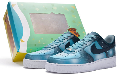 Nike Air Force 1 Low 811 Manufacturing, Galaxy, Special Shoe Box Low Top Skateboard Shoes Men's Blue White