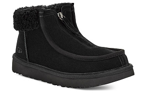 UGG Funkarra Suede Fur Collar Zip 'Black' Women's 1 2639500