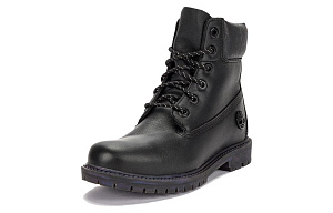 Timberland Heritage 6 Inch Waterproof Boot 'Black Leather Rubber Outsole' Women's 1 2639764