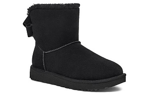 UGG Mini Bailey Suede Bow 'Black' Women's 1 2639832