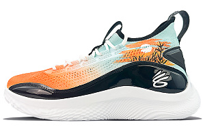 Under Armour Curry 8 Cushioned Wear-Resistant Breathable Mid-Top Basketball Shoes Unisex Orange Black