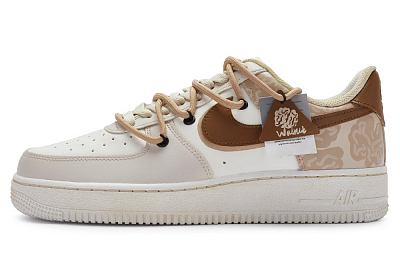 Nike Air Force 1 Slip-Resistant Low-Top Skateboard Shoes Men's Beige Brown