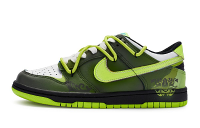 Nike Dunk Acid Wash Slip-Resistant Low-Top Skateboard Shoes Women's Black Green White