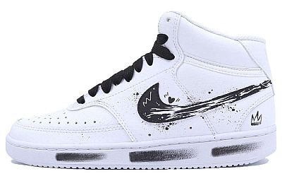 Nike Court Vision Mid Mid-Top Skateboard Shoes Women's Black White