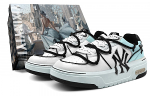MLB Chunky Liner Abrasion Resistant Height Increasing Low Top Skateboard Shoes Unisex White Blue