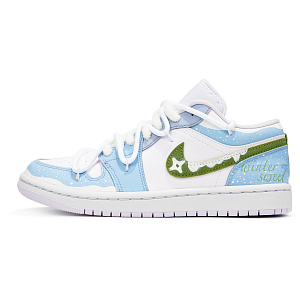 Jordan Air Jordan 1 Low Top Vintage Basketball Shoes Women's White Blue 1 2644042