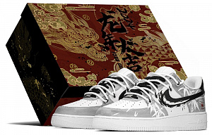Nike Air Force 1 Low Top Skateboard Shoes Men's Black White Gray
