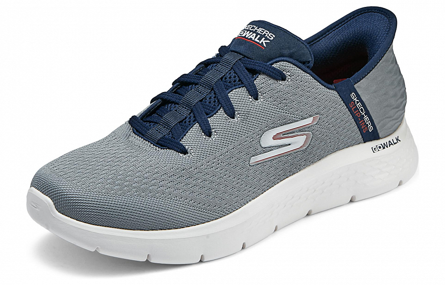 Skechers Go Walk Fle Hands Free Slip-Ins Low-Top Casual Shoes Men's Gray Blue купить в интернет-магазине Yoocart с быстрой доставкой по России.