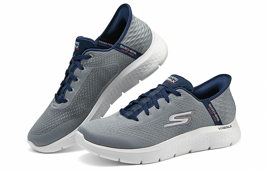 Skechers Go Walk Fle Hands Free Slip-Ins Low-Top Casual Shoes Men's Gray Blue купить в интернет-магазине Yoocart с быстрой доставкой по России.