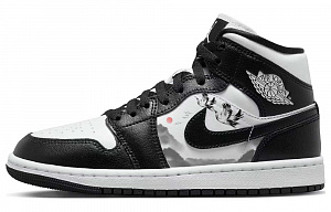 Jordan Air Jordan 1 Anti-Slip Wear-Resistant Mid-Top Vintage Basketball Shoes Women's Black White