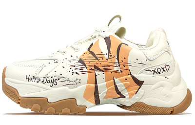 MLB Big Ball Chunky Low-Top Chunky Sneakers Unisex Beige Orange