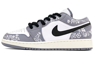 Jordan Air Jordan 1 Low-Top Vintage Basketball Shoes Women's Gray White