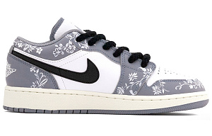 Jordan Air Jordan 1 Low-Top Vintage Basketball Shoes Women's Gray White 1 2651703