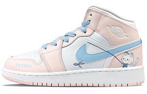 Jordan Air Jordan 1 Cushioned Slip-Resistant Abrasion-Resistant High-Top Vintage Basketball Shoes Women's Pink Blue 1 2653000
