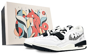 Jordan Legacy 312 Cushioning Wear-Resistant Mid-Top Vintage Basketball Shoes Men's Black White