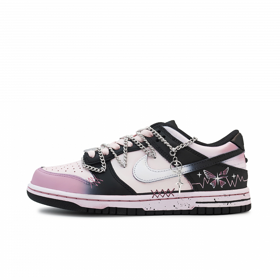 Nike Dunk Skateboard Shoes Women's Low-Top Black White Pink/Silver купить в интернет-магазине Yoocart с быстрой доставкой по России.