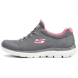 Skechers Cushioning Wear Resistant Low Top Running Shoes Women's Gray Pink Red