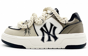 MLB Chunky Liner Low-Top Skateboard Shoes Unisex Beige White Brown 1 2658033