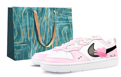 Nike Court Borough Slip-Resistant Cushioning Wear-Resistant Low-Top Skateboard Shoes Women's Pink Black White