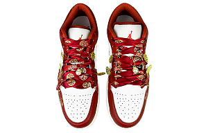 Jordan Air Jordan 1 Durable Breathable Lightweight Low-Top Vintage Basketball Shoes GS White Red 3 2658452