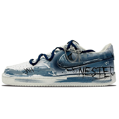 Nike Court Vision 1 Dream Enmu Forest Slip-Resistant Cushioning Wear-Resistant Low-Top Skateboard Shoes Men's Blue Gray