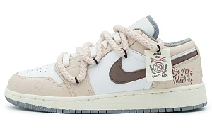 Jordan Air Jordan 1 Low-Top Skateboard Shoes Women's Pink White Brown 1 2661325