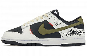 Nike Dunk Low Misty Mountain Green Durable Breathable Low-Top Skateboard Shoes Women's Black White Green