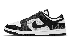 Nike Dunk Anti-Slip Wear-Resistant Low-Top Skateboard Shoes Men's Black White