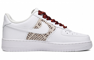 Nike Air Force 1 Low CUS ID Vintage Old Newspaper Low-Top Skateboard Shoes Women's White Brown 1 2662558