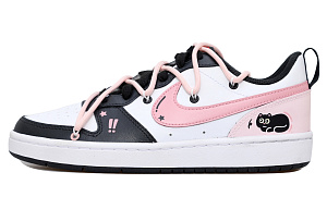 Nike Court Borough Black Pink Cat Abrasion Resistant Low Top Skateboard Shoes Women's Pink White Black 1 2662734