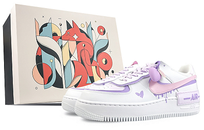 Nike Air Force 1 Non-slip Lightweight Low-Top Skateboard Shoes Women's Pink Purple