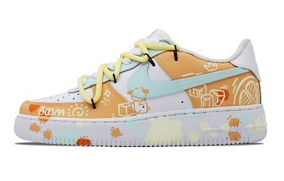 Nike Air Force 1 Low-Top Skateboard Shoes GS Orange