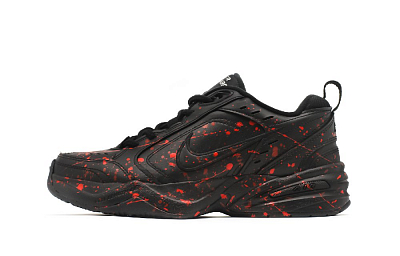 Nike Air Monarch 4 Anti Slip And Wear Resistant Height Increasing Low Top Chunky Sneakers Unisex Black Red