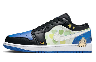 Jordan Air Jordan 1 Durable Breathable Low-Top Vintage Basketball Shoes Men's Blue White