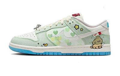 Nike Dunk Anti-Slip Wear-Resistant Low-Top Skateboard Shoes Women's White Cactus Green