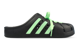 Adidas Adilette Series Slip-Resistant Wrap-toe Slippers Unisex Black Green 1 2664441